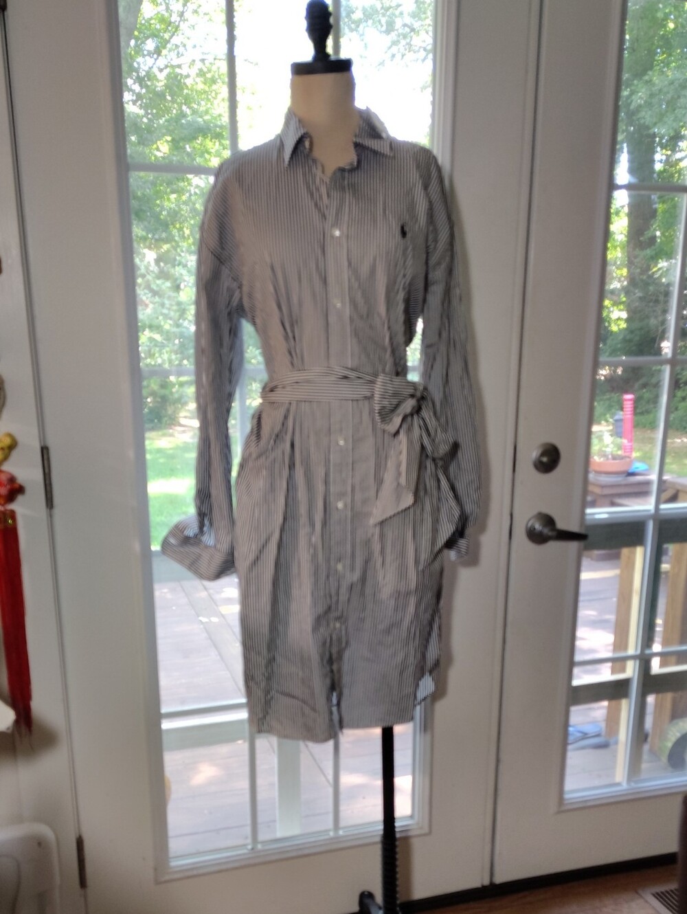 Polo Ralph Lauren Black and White Striped Shirt Dress
